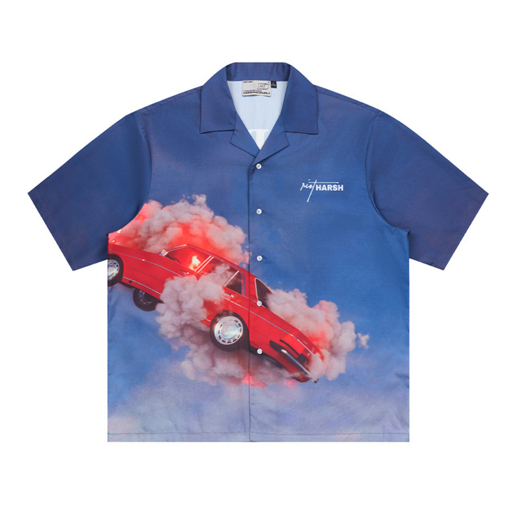 Car Explosion Cuban Shirt