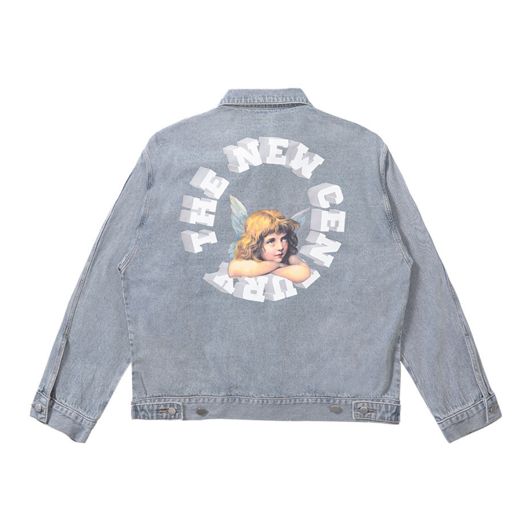 3D Angel Ring Denim Jacket