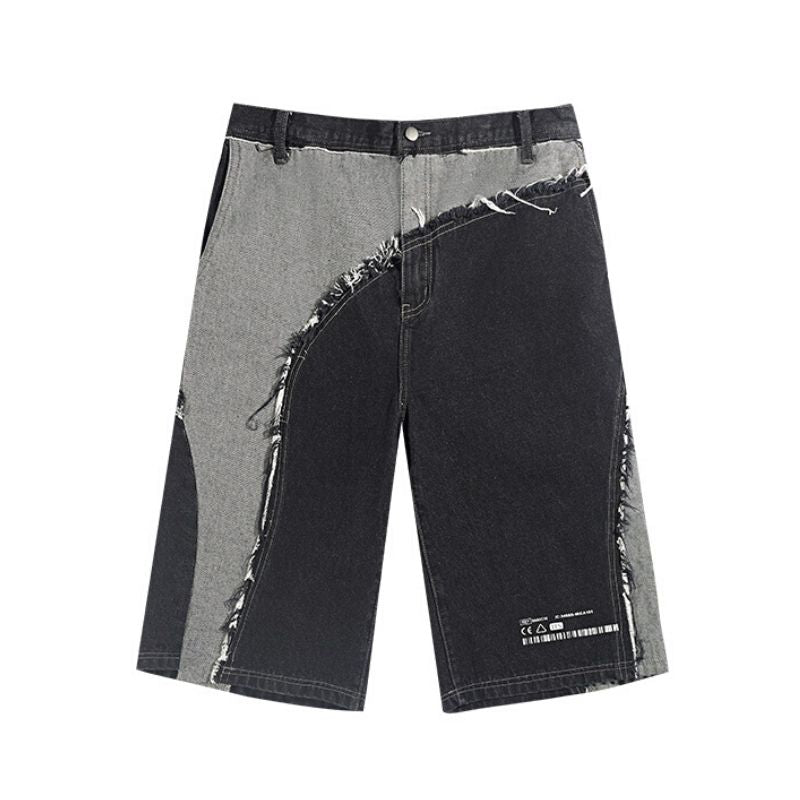 Stitched Washed Denim Shorts