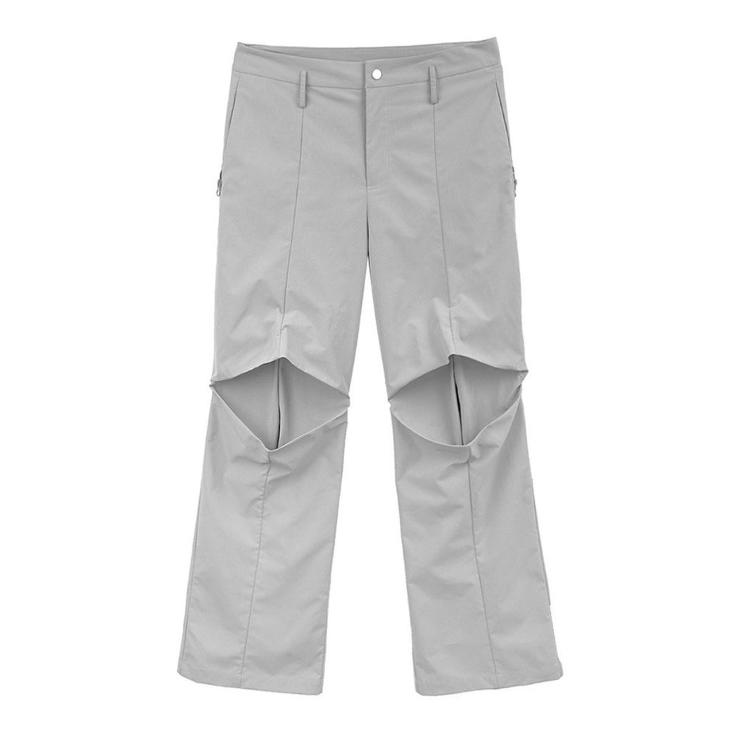 Straight Pleated Flared Trousers