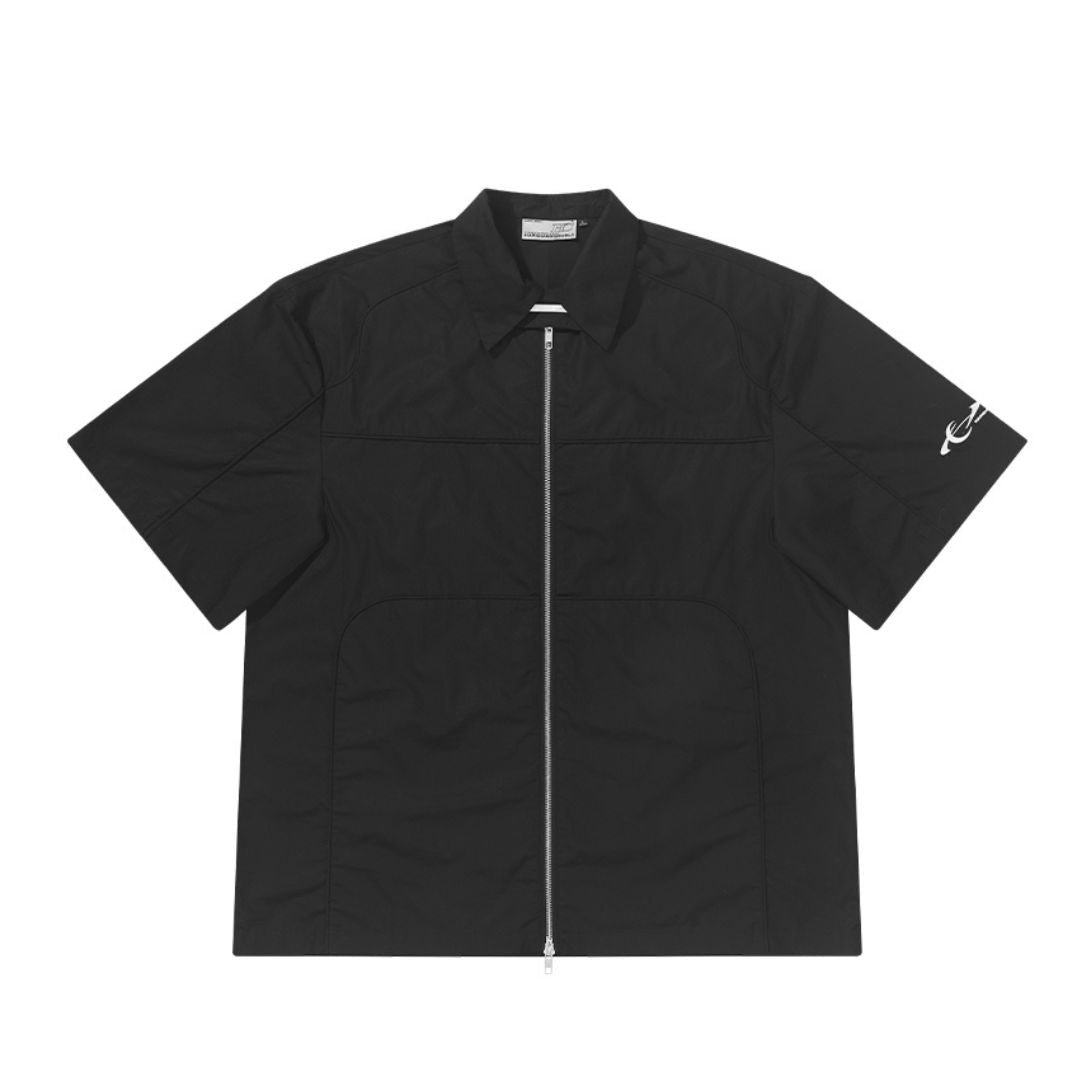 Deconstructed Pleated Zipper Shirt