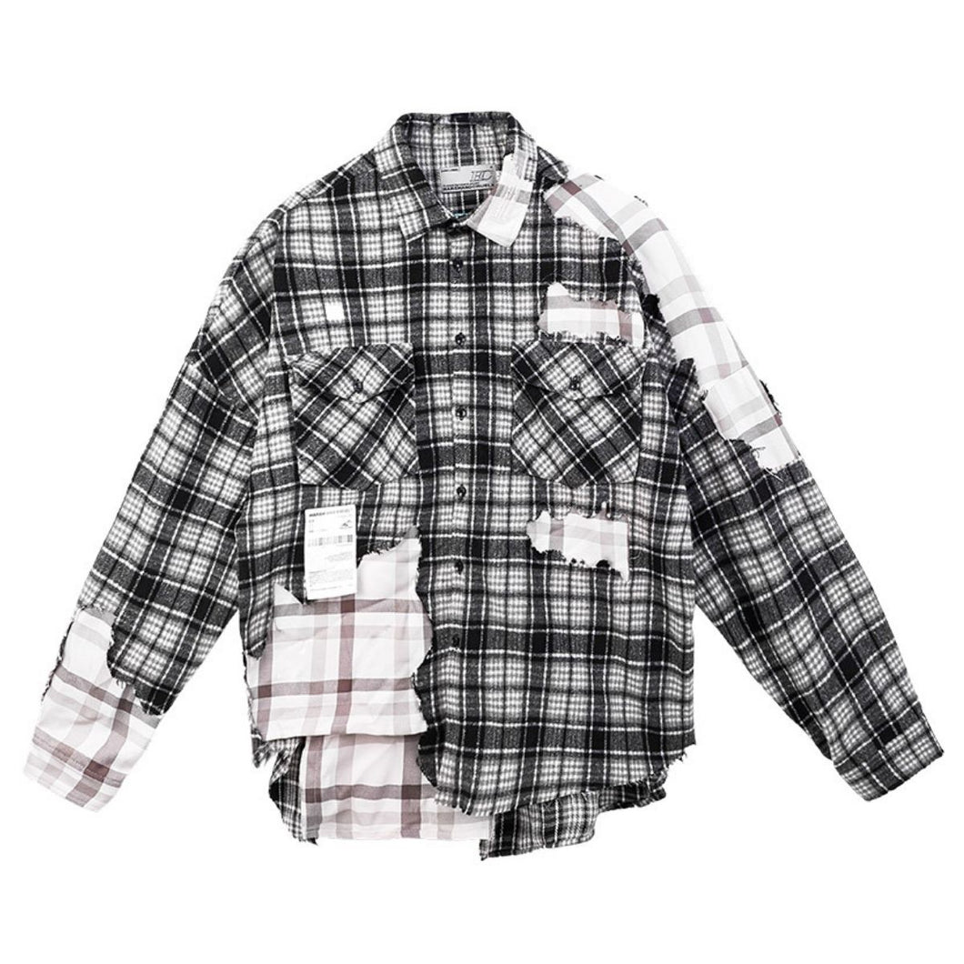 Deconstructed Plaid Flannel Shirt