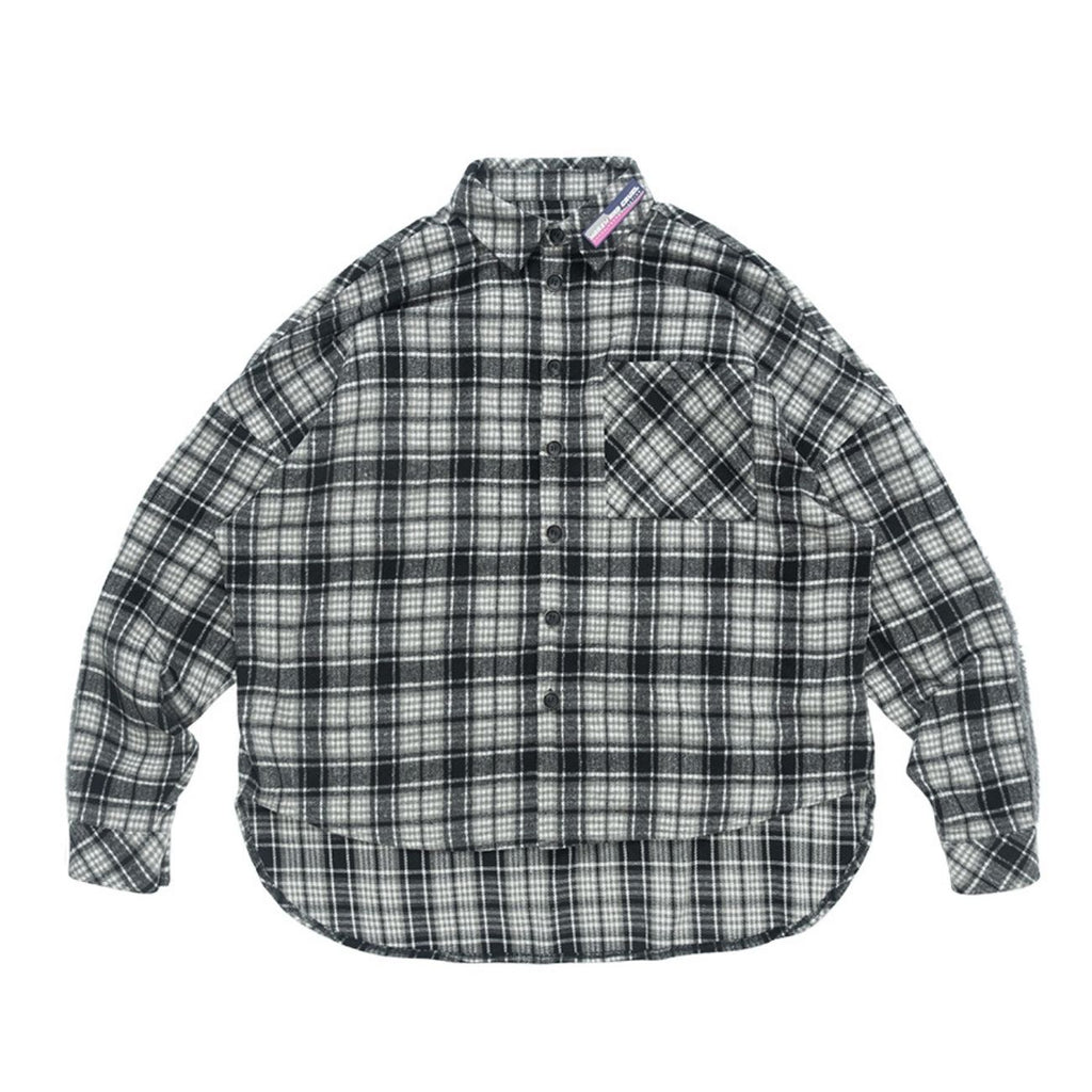 Plaid Woolen Stitched Shirt Jacket