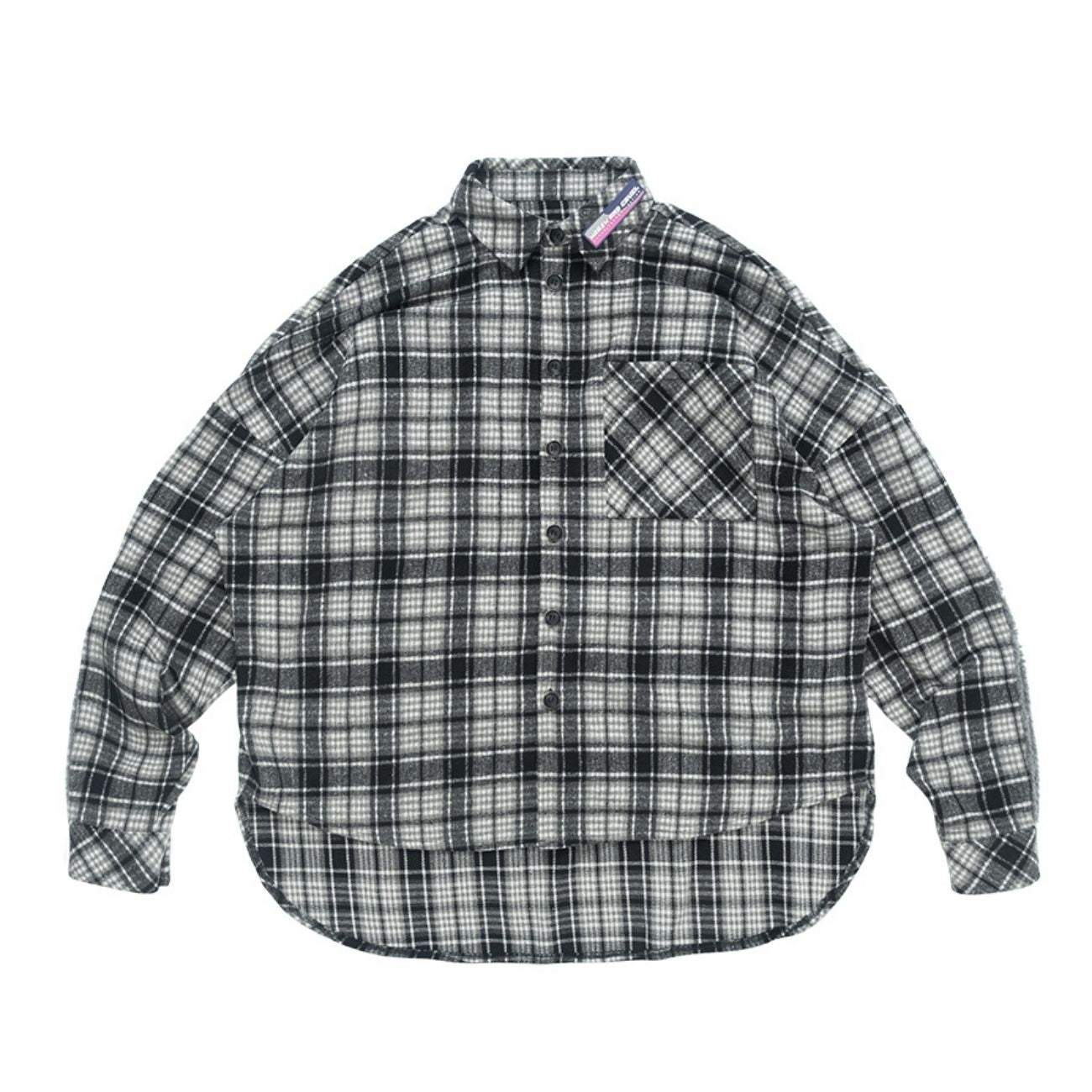 Plaid Woolen Stitched Shirt Jacket