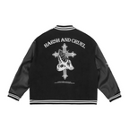 Religious Cross Embroidered Varsity Jacket