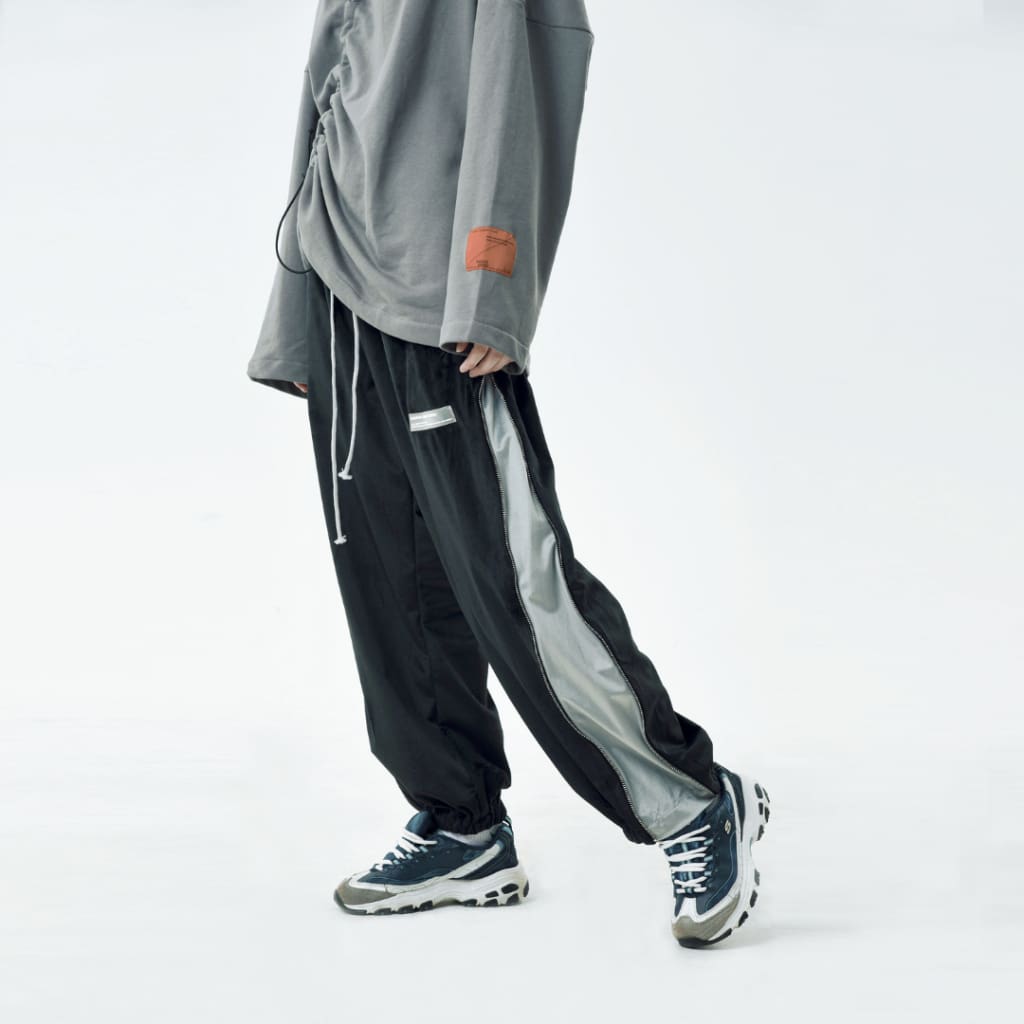 Zipper Track Pants - S / Black