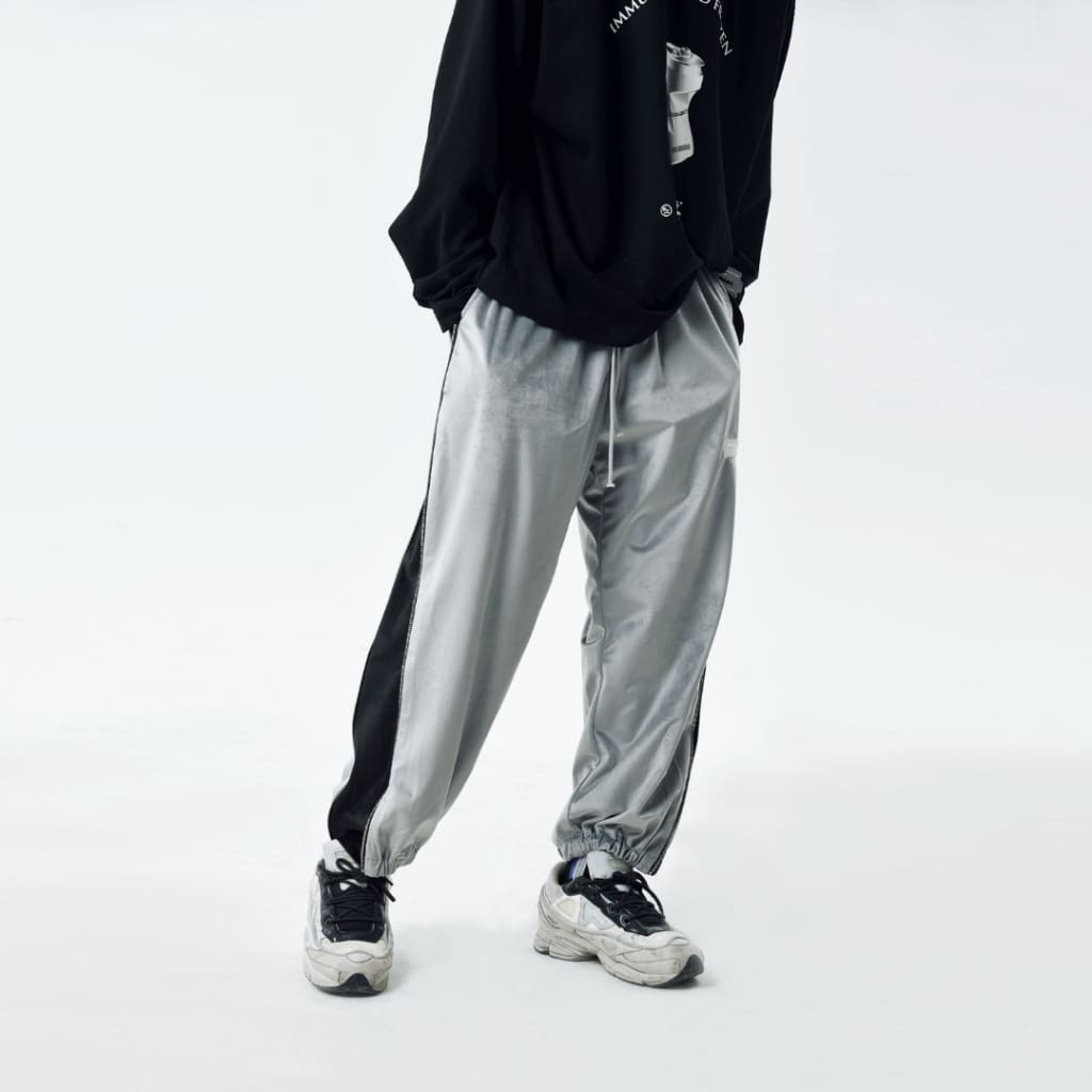 Zipper Track Pants - S / Silver